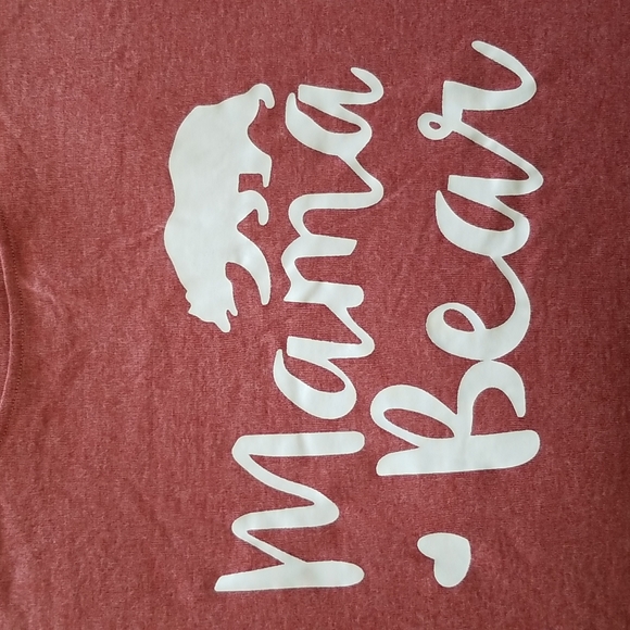 NWOT Women's Mama Bear Loose Round Neck Long Sleeve T-shirt Brick Red Size L - Picture 5 of 7